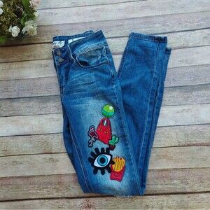 Indigo Rein Jeans With Patches Size 1